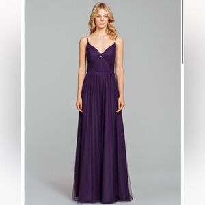 Hayley Paige Occasions 5859 Plum A-Line Bridesmaid Gown | Size 10